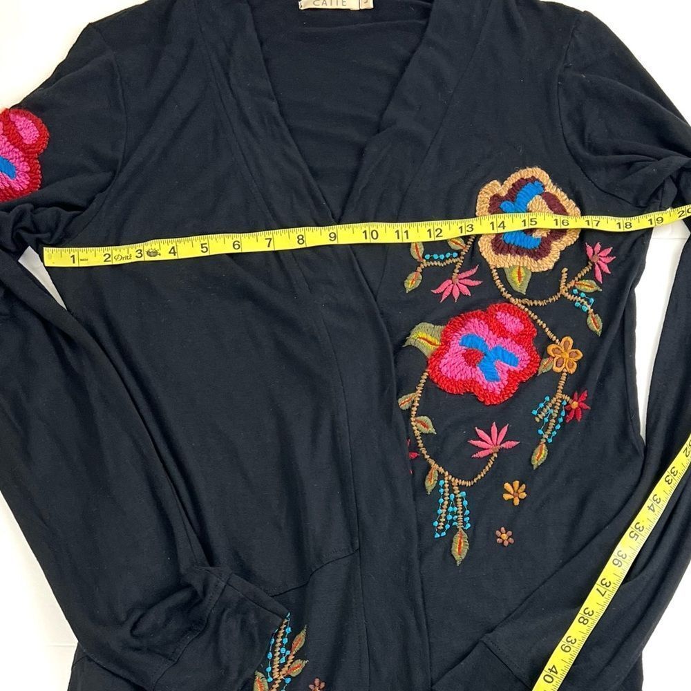 Caite Black Floral Embroidered Long Cardigan/Duster - Picture 6 of 10